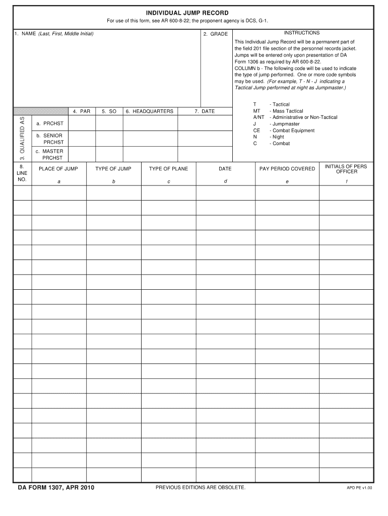 da Form 1307 fillable