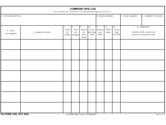 da Form 1262 fillable