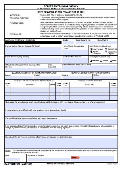 da Form 2125 fillable