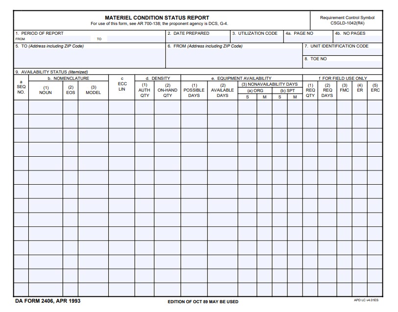 da Form 2406 fillable