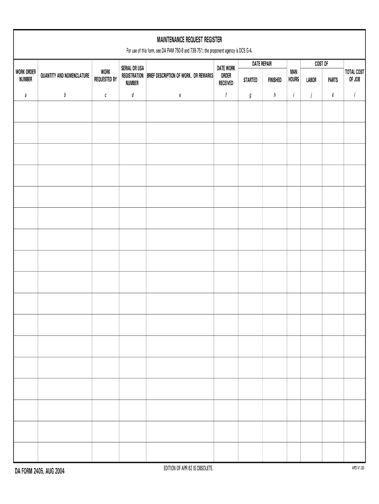 da Form 2405 fillable