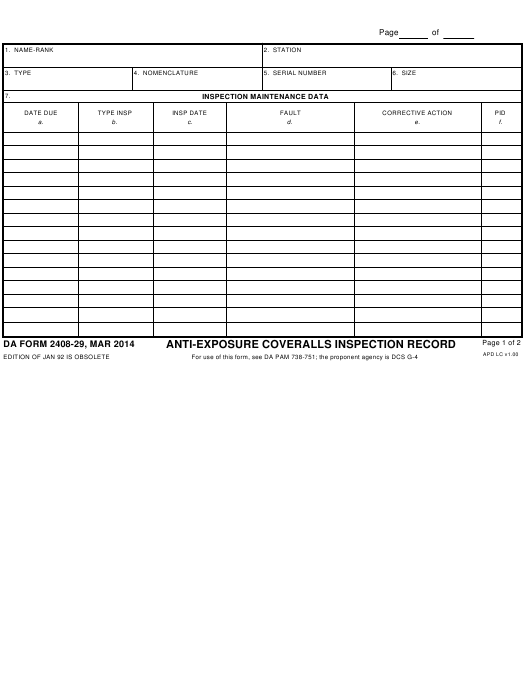 da Form 2408-29 fillable