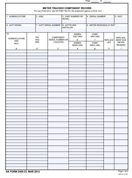 da Form 2408-33 fillable