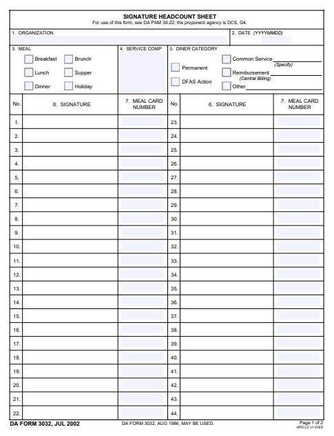 da Form 3032 fillable