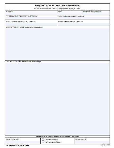 da Form 370 fillable