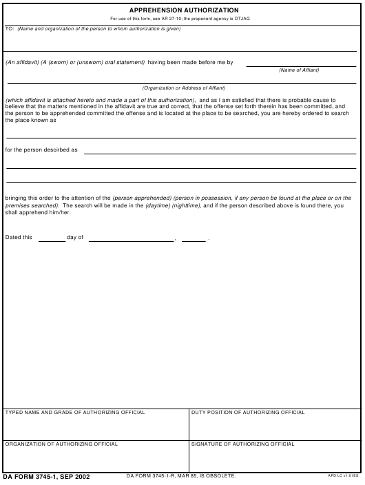 da Form 3745-1 fillable