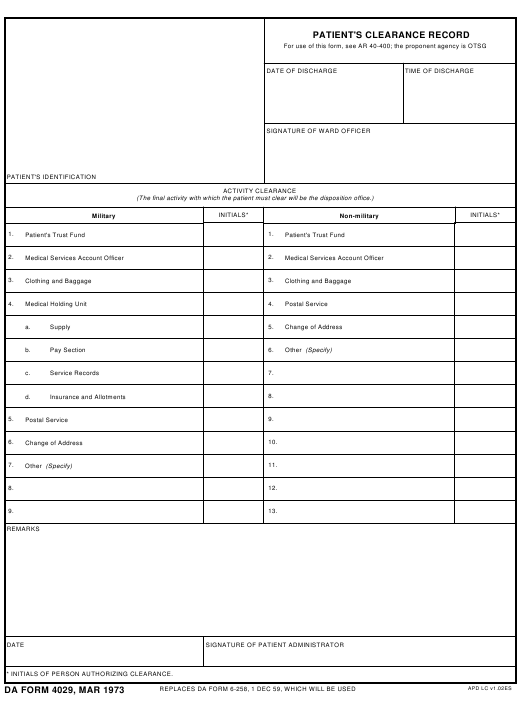 da Form 4029 fillable