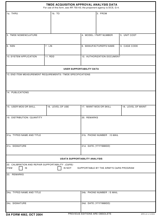 da Form 4062 fillable