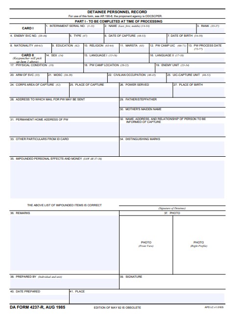 da Form 4237-R fillable