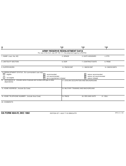 da Form 4644-R fillable