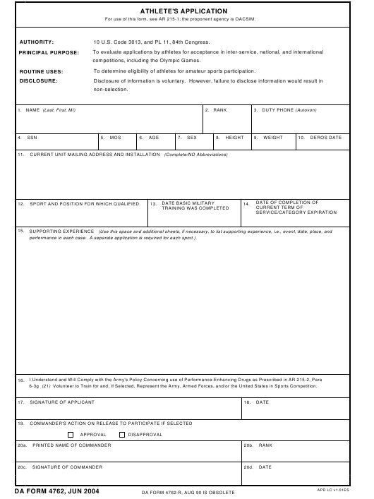 da Form 4762 fillable