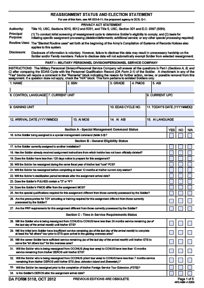 da Form 5118 fillable