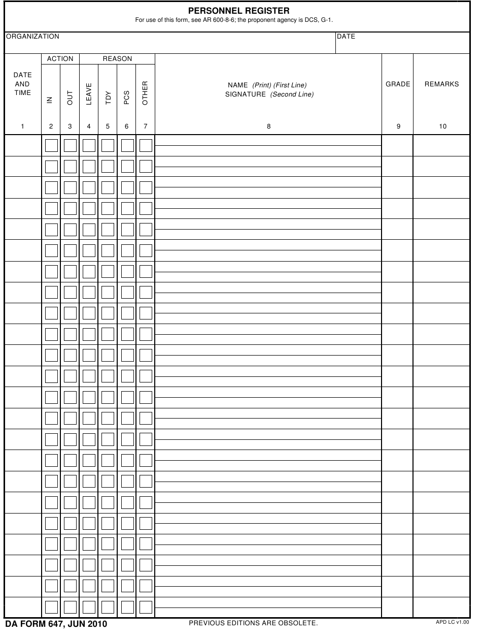 da Form 647 fillable