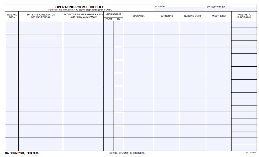 da Form 7001 fillable