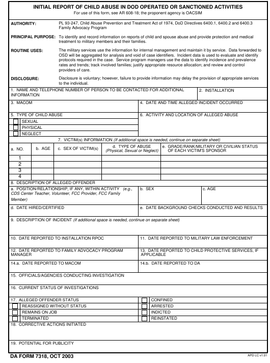 da Form 7318 fillable