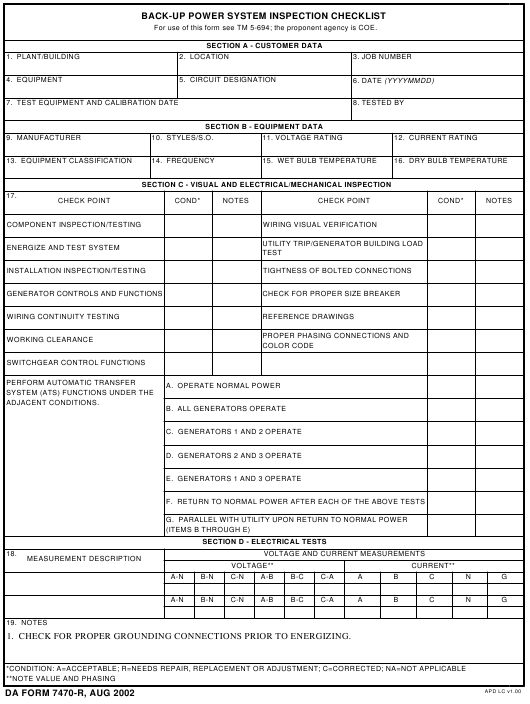 da Form 7470-R fillable