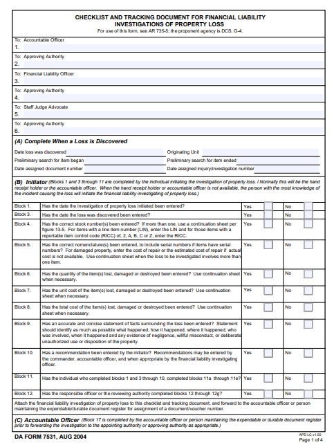 da Form 7531 fillable