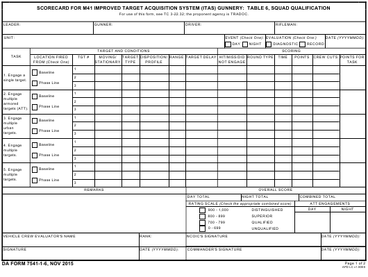 da Form 7541-1-6 fillable