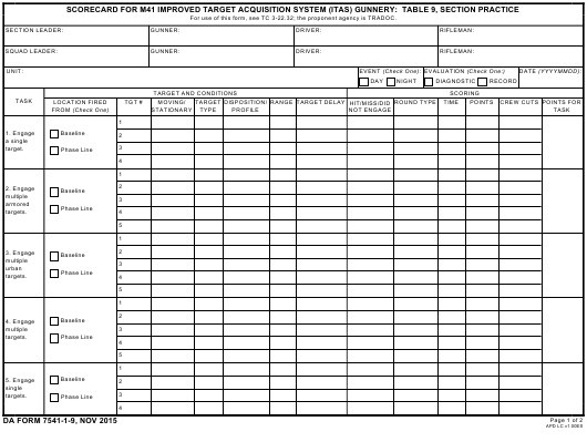 da Form 7541-1-9 fillable