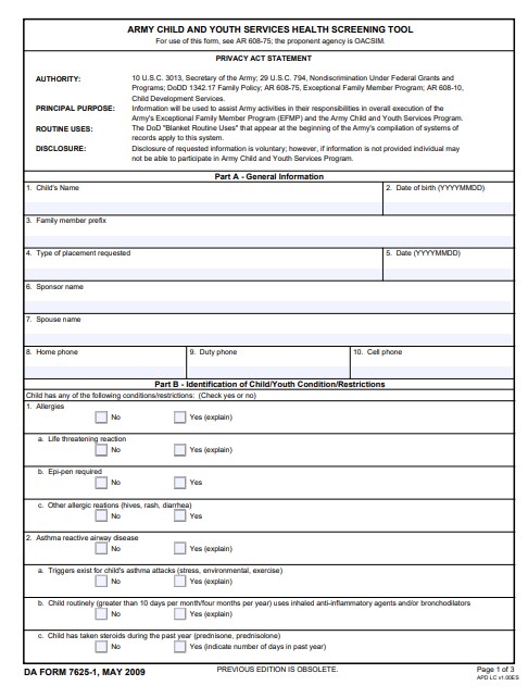 da Form 7625-1 fillable