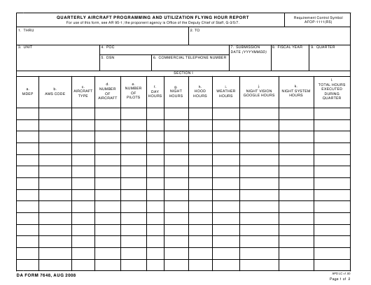 da Form 7648 fillable