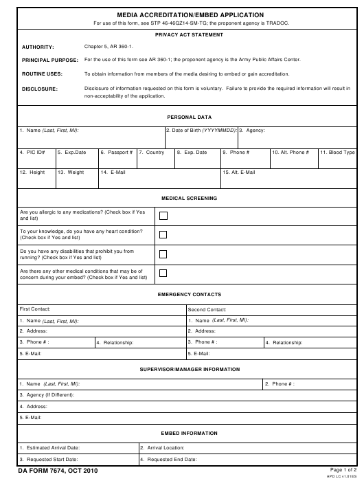 da Form 7674 fillable