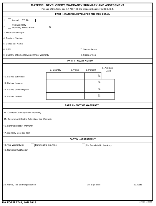 da Form 7744 fillable