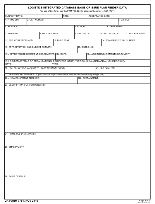 da Form 7751 fillable