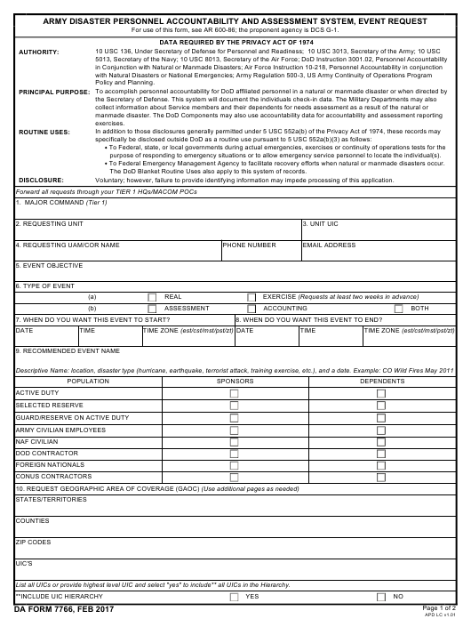 da Form 7766 fillable