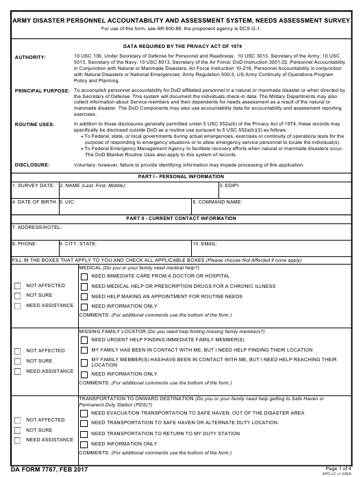 da Form 7767 fillable