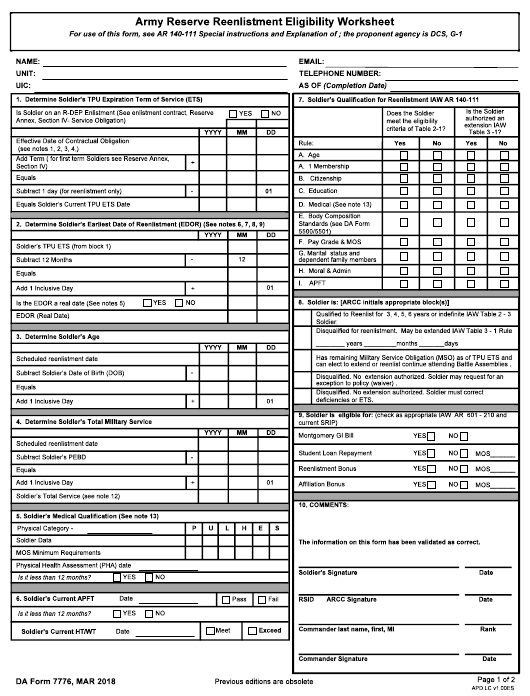 da Form 7776 fillable