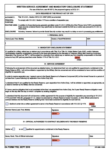 da Form 7783 fillable