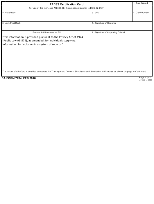 da Form 7784 fillable