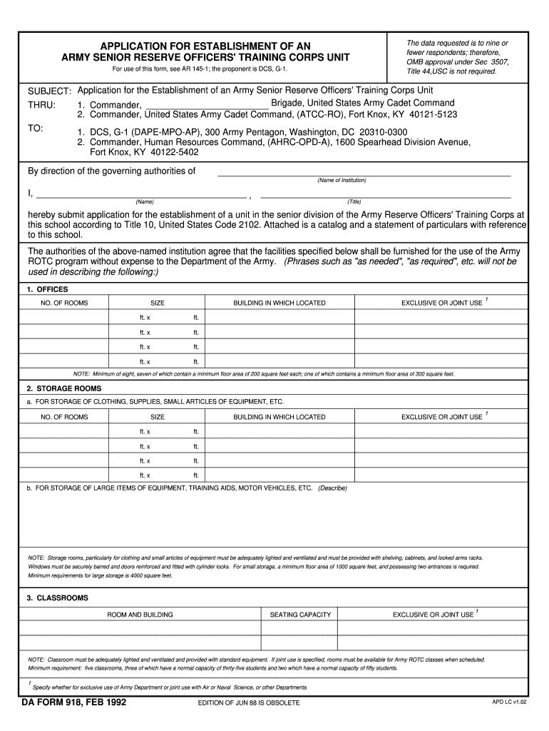 da Form 918 fillable