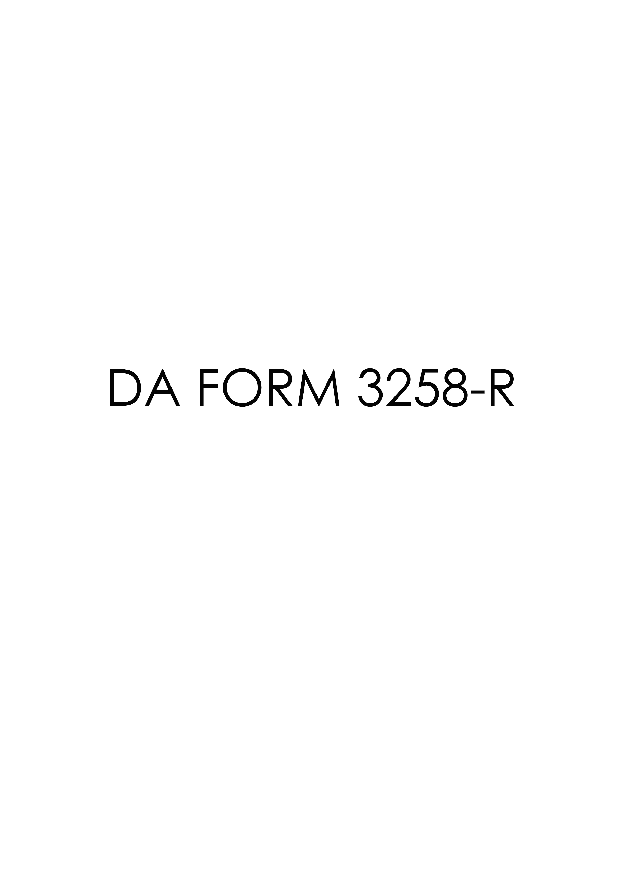 da Form 3258-R fillable