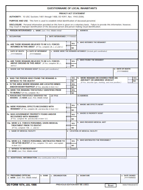 dd Form 1074 fillable