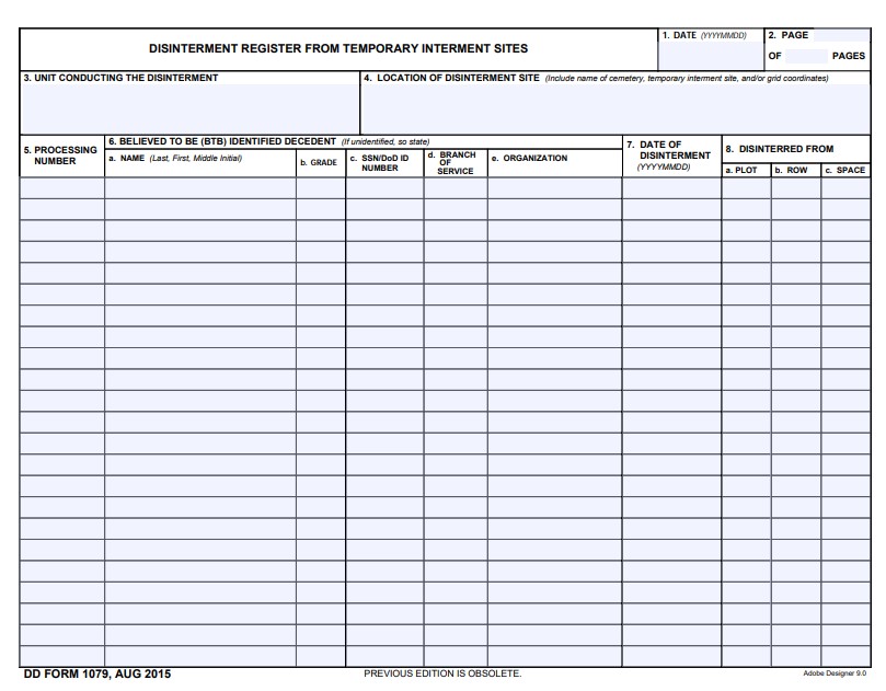 dd Form 1079 fillable