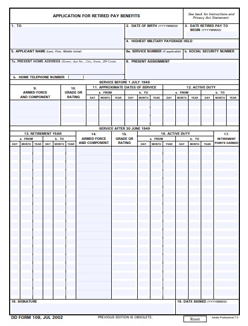 dd Form 108 fillable
