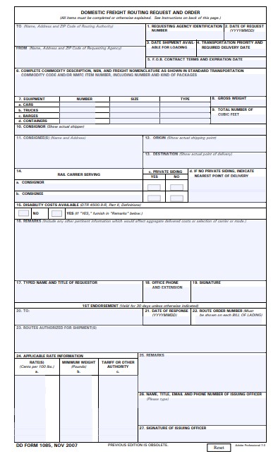dd Form 1085 fillable