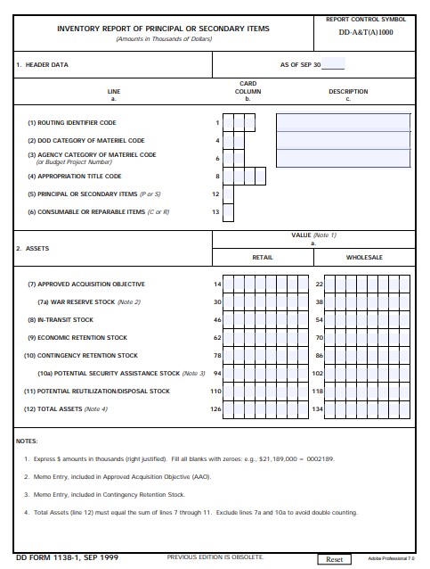 dd Form 1138-1 fillable