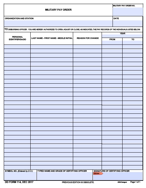 dd Form 114 fillable