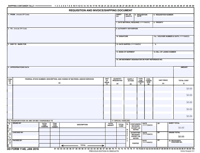 dd Form 1149 fillable