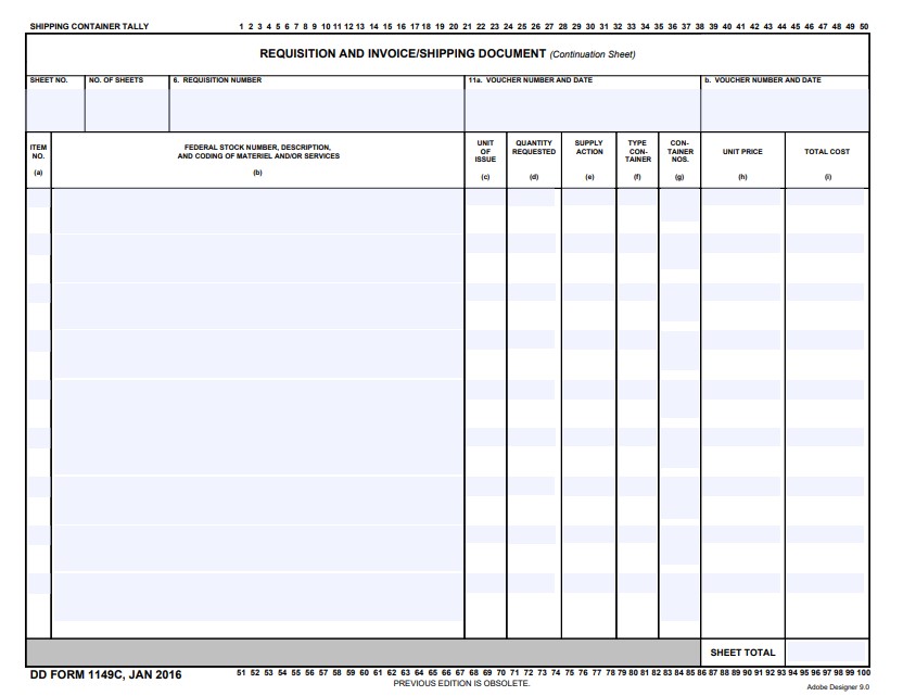 dd Form 1149C fillable