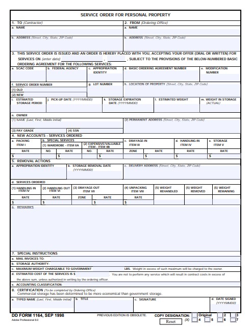 dd Form 1164 fillable