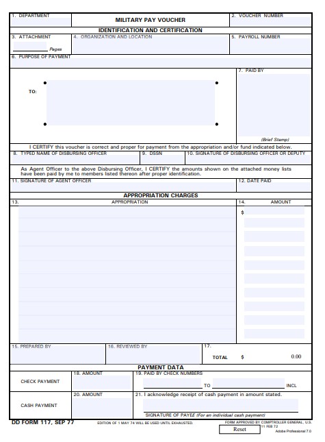 dd Form 117 fillable
