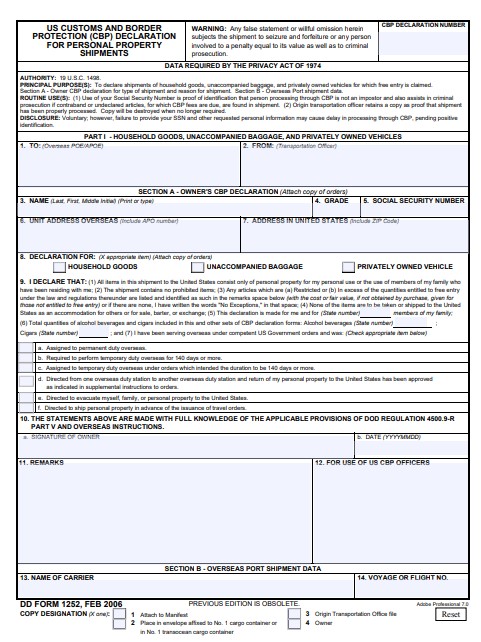 dd Form 1252 fillable