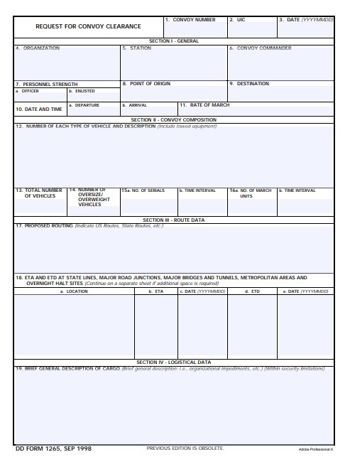 dd Form 1265 fillable