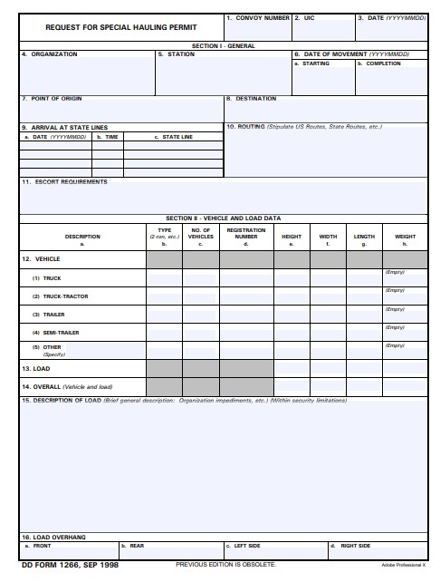 dd Form 1266 fillable