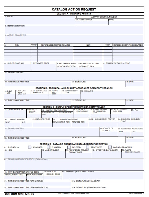dd Form 1277 fillable