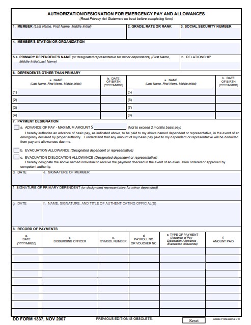 dd Form 1337 fillable